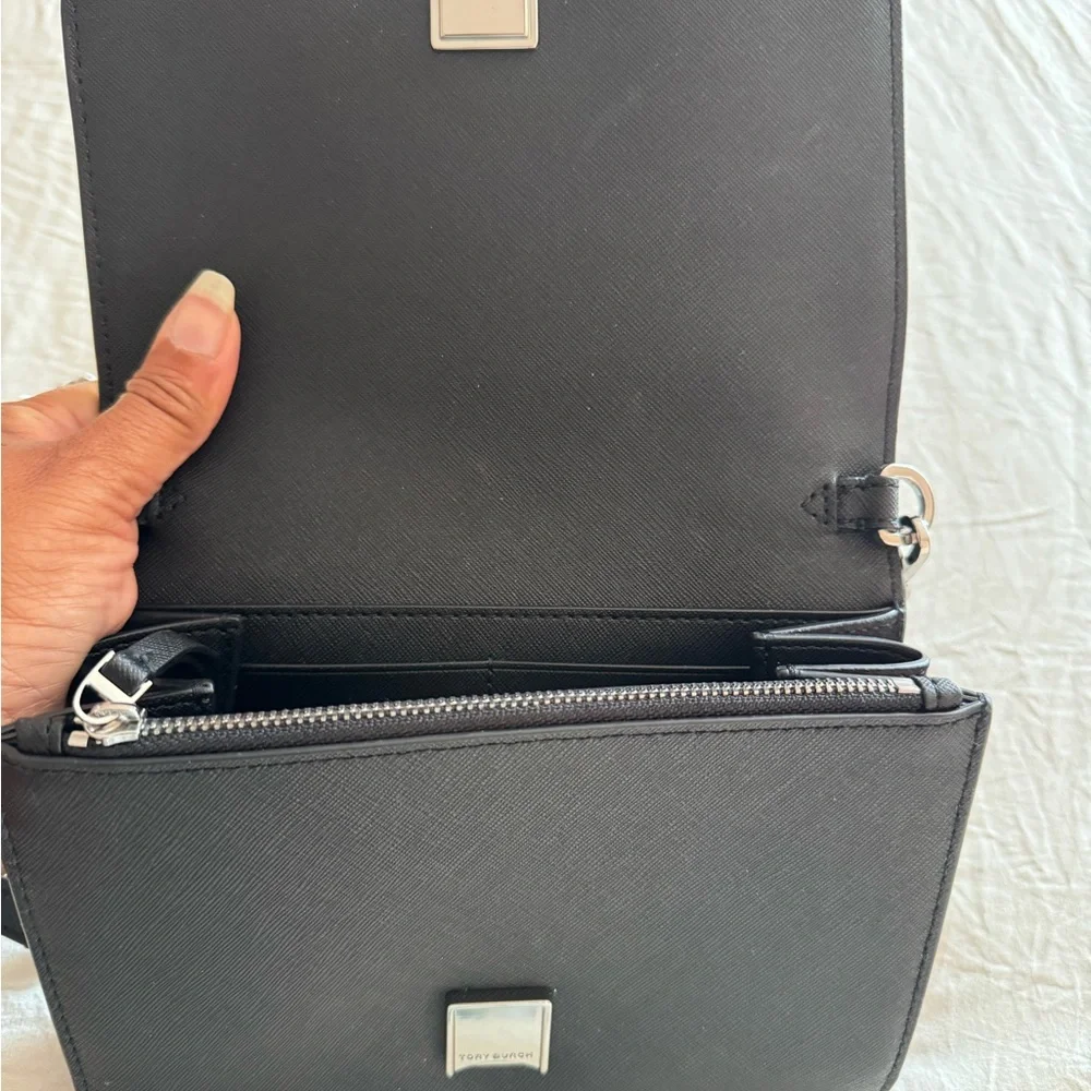 Tory Burch Black Emerson Crystals Chain Wallet Bag - Picture 2 of 5